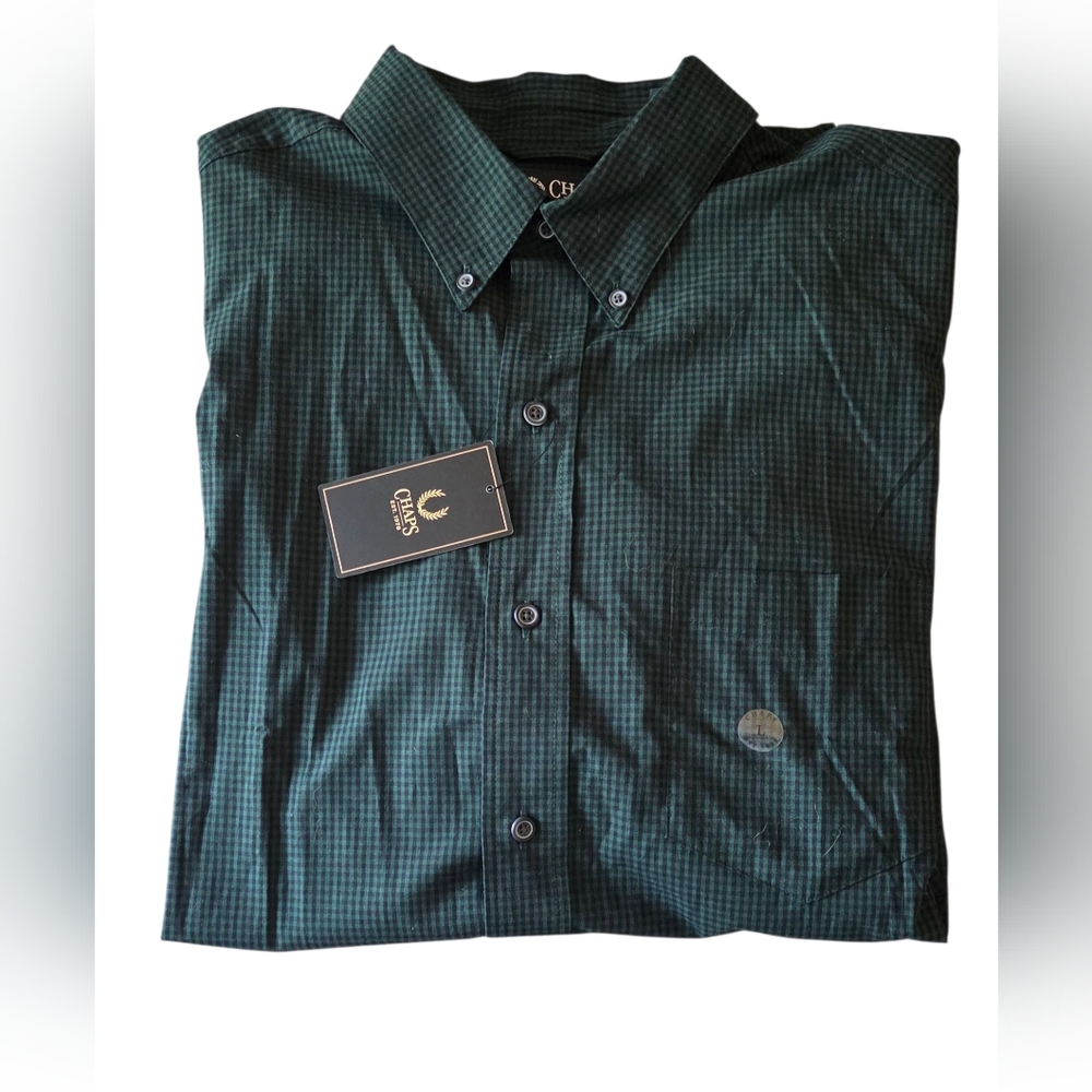 Chaps Dark Green Checkered Men's Shirt